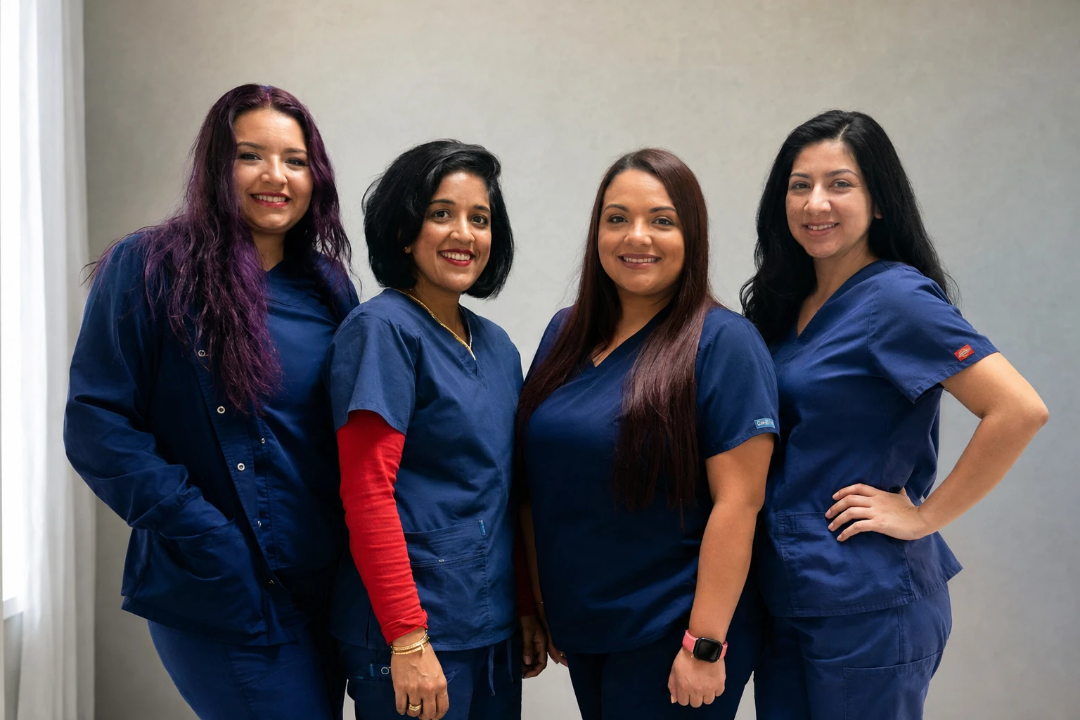 The four team members pictured on Valley Ranch Family Dentistry’s homepage, in a welcoming group portrait